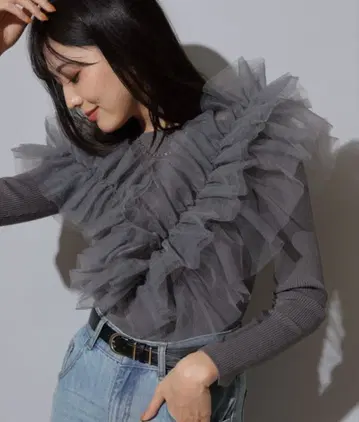 mystrad 튤 프릴 니트