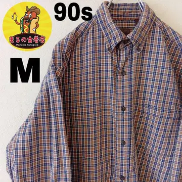 USA 구제 의류 플란넬 셔츠 M 90s 브라운 체크