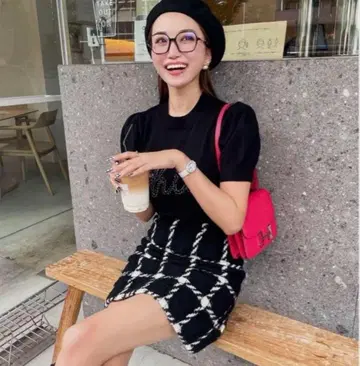 셰리에 sheller 체크 트위드 미니 스커트