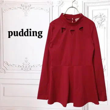 [푸딩] 티셔츠 [S] 레드 무지 컷 아웃 플레어