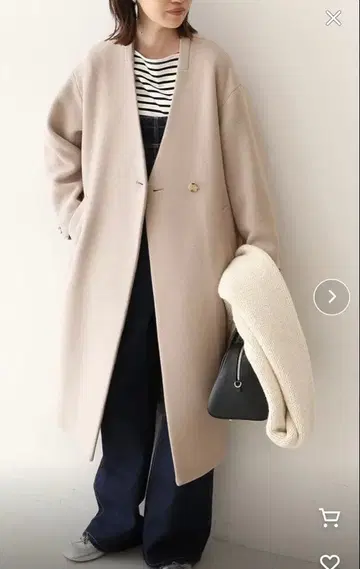 IENA 이에나 Super100 더블 모사 V넥 노카라 코트