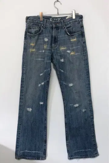 Y2K X-ray 빈티지 스타일 구제 의류 수선 데미지 가공 청바지