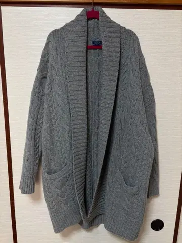 그레이 울 케이블 니트 가디건 랄프 로렌