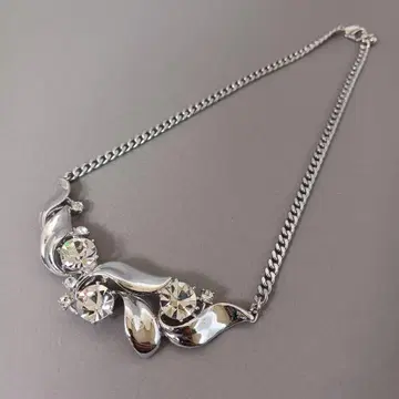 617/미사용에 가까운/HANAE MORI/목걸이/실버/크리스탈