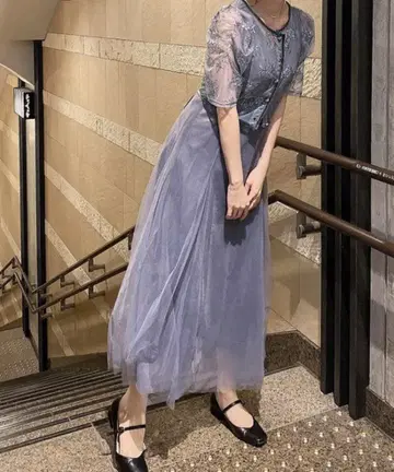 Rili 플라워 레이스 롱 드레스