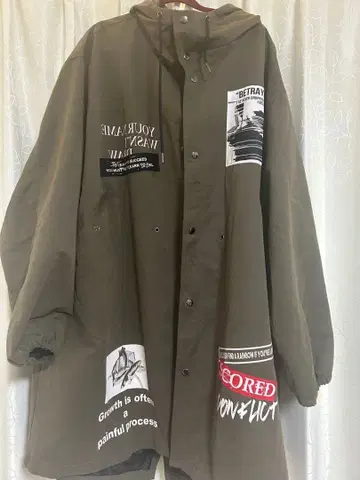 올리브색 그래픽 밀리터리 자켓 카키