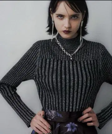 HARE 라메 랜덤 리브 니트 블랙 프리 사이즈