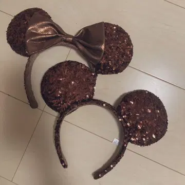 디즈니 머리띠 브라운 스팽글 브라운