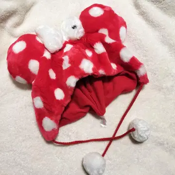 디즈니랜드 미니 빨간색과 화이트 물방울 패턴 귀도리 모자