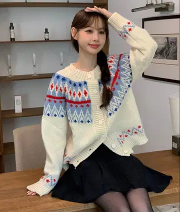 노르딕 무늬 니트 가디건