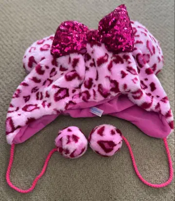 미니 핑크 레오파드 무늬 팬캡 디즈니