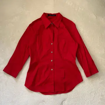 띠어리 셔츠 블라우스 7부 소매 슬림 레드 빨간색 L 사이즈 상당