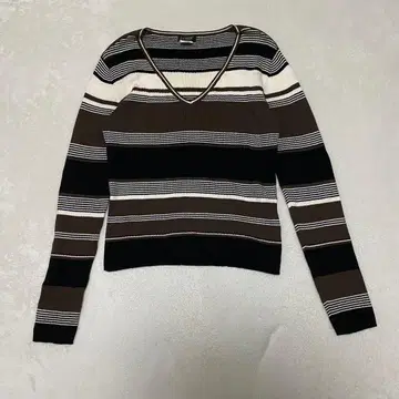 제이크루 리브 니트 스웨터 보더 브라운 베이스 S 사이즈