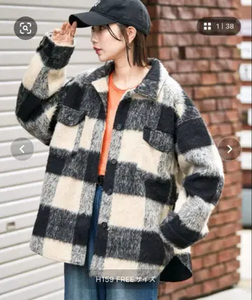 FREAK'S STORE 한정판 전개 체크 샤기 셔츠 아우터