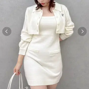 dazzlin 2피스 니트 미니 원피스 화이트