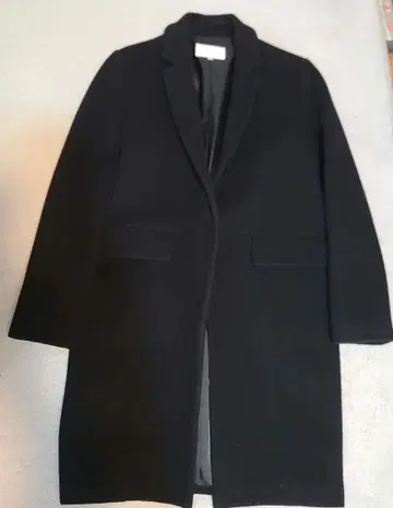 엠프리미어 울 캐시미어 블랙 체스터 코트