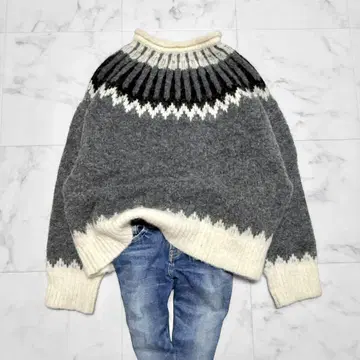 알쥬빌리 울 알파카 노르딕 니트 스웨터 복슬복슬