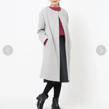 리플렉트 7 노카라 롱 코트 울 혼방 소재 라이트 그레이 DMW