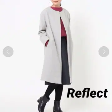 리플렉트 7 노카라 롱 코트 울 혼방 소재 라이트 그레이 DMW