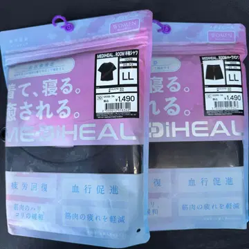 [ 새상품 ] MEDIHEAL 반팔 룸웨어 상하의 LL 블랙 여성용