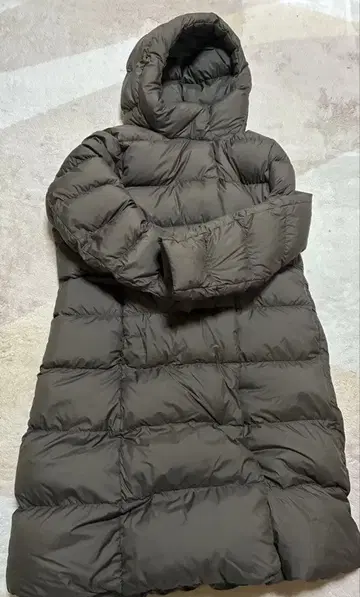 클리닝 완료 유니클로 롱 다운 코트 2XLXXL 3L 여성용 브라운