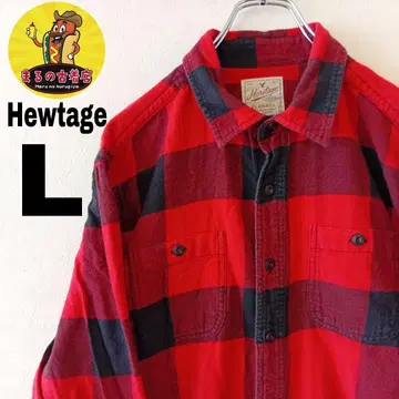 USA 구제 의류 Howtage 플란넬 셔츠 L 레드 블랙 체크