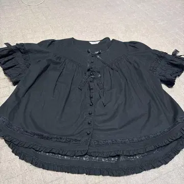 핑크하우스 블랙 반팔 블라우스