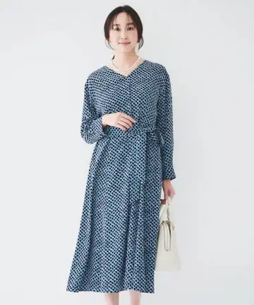 언타이틀 스퀘어 지오메트릭 패턴 원피스