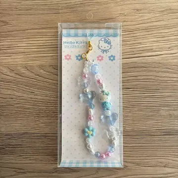 헬로키티 비즈 스트랩 파랑