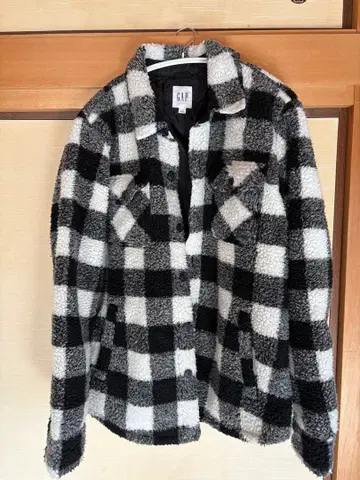 GAP 플리스 자켓 L 블랙 화이트 체크
