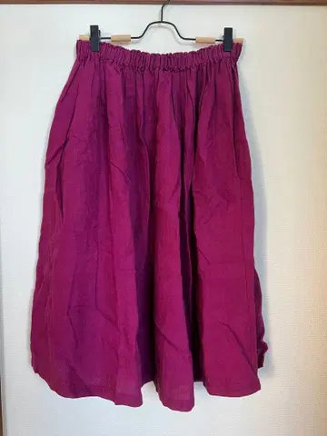 얀마 산업 yamma 염색 가공 린넨 개더 이지 플레어 스커트 새상품급