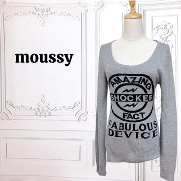 [ 마우지 ] 니트/스웨터 [ M ] 그레이 빅 영문 심플 캐주얼