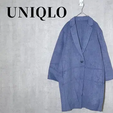 유니클로 더블 페이스 코쿤 코트 루즈핏 겉옷 블루 계열 사이즈 S