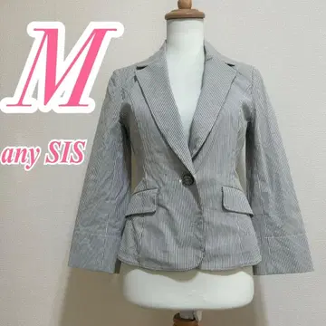 any SiS 테일러드 자켓 M 사이즈 그레이 화이트 스트라이프 패턴