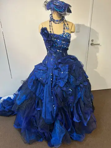 파란색 컬러 드레스 9-13T 비즈 장식 포함