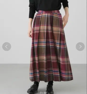 시착만 한 상품 카구레 체크 무늬 롱 스커트