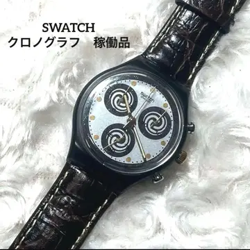 SWATCH 크로노그래프 가죽 벨트 작동
