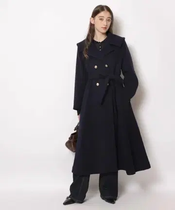 Rirandture 와이드 칼라 백 플레어 코트