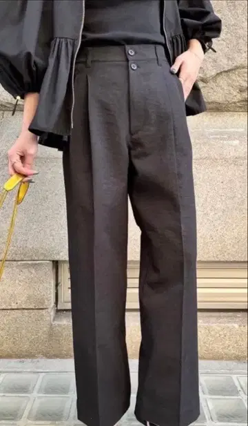 LINKABLE 블랙 와이드 팬츠