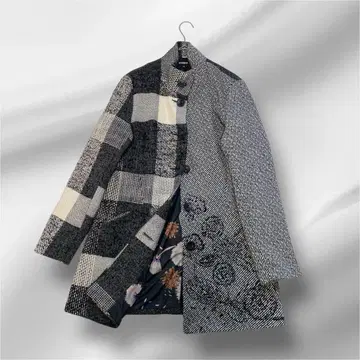 빅 사이즈! Desigual/자수 디자인/스탠드 카라 코트/42