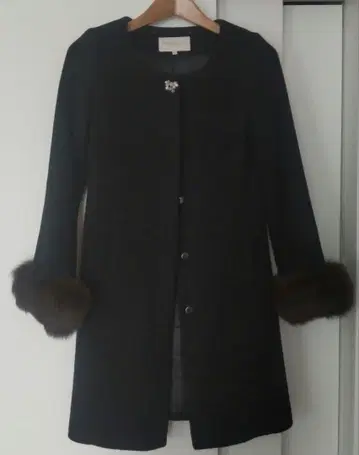 3way 브라운 퍼 울 코트 프로포션 바디 드레싱 블랙