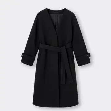 지유 GU 니트 멜톤 노카라 코트 XS 블랙