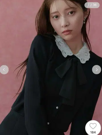 CELFORD 탈부착 레이스 칼라 가디건 BLK 38