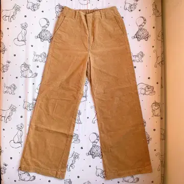 유니클로 코듀로이 와이드 팬츠 베이지 L 사이즈 캐주얼