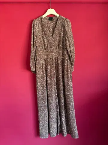 꽃무늬 롱 원피스 브라운 계열