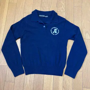 Rest & Recreation 니트 폴로 네이비 울 혼방 로고 한국