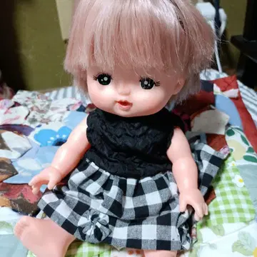 멜짱 고양이 패턴 드레스 인형 약 30cm