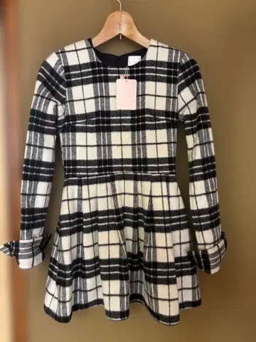 린 어라운드 In around 체크 무늬 긴팔 원피스