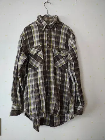 90s SCHLIPS M 긴팔 플란넬 셔츠 브라운 계열 체크 Y2K