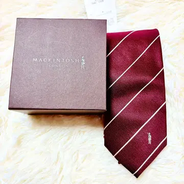 MACKINTOSH 버건디 스트라이프 넥타이